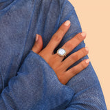 Bague cabochon féminine ajustable - blanc Blanc