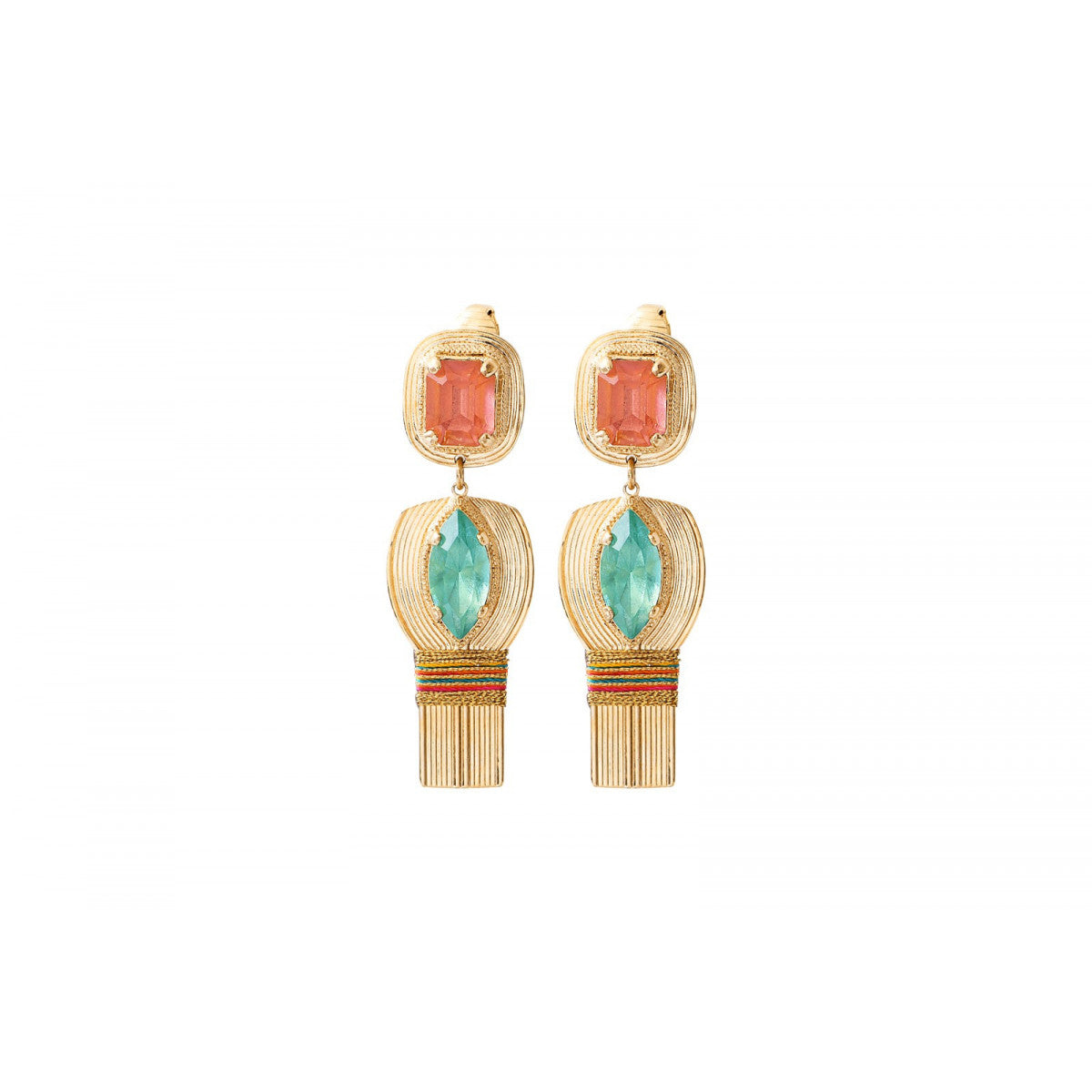 Boucles d'oreilles clips fantaisie cristaux - multicolores Multi