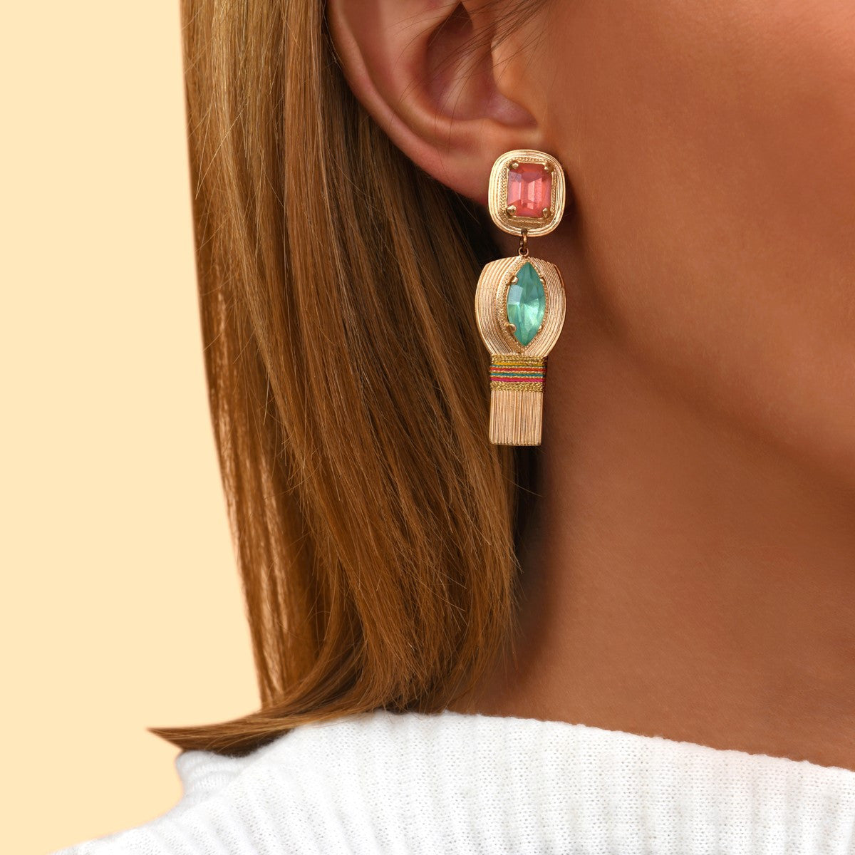 Boucles d'oreilles clips fantaisie cristaux - multicolores Multi
