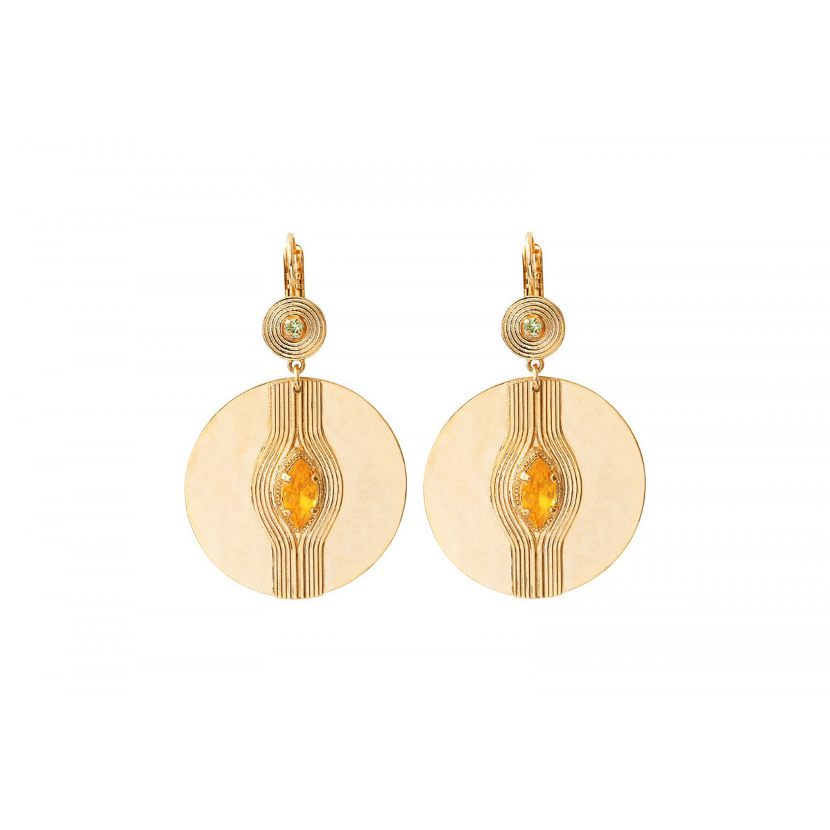 Boucles d'oreilles dormeuses chic cristaux - jaune Jaune