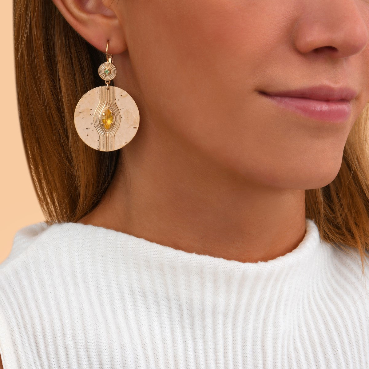 Boucles d'oreilles dormeuses chic cristaux - jaune Jaune