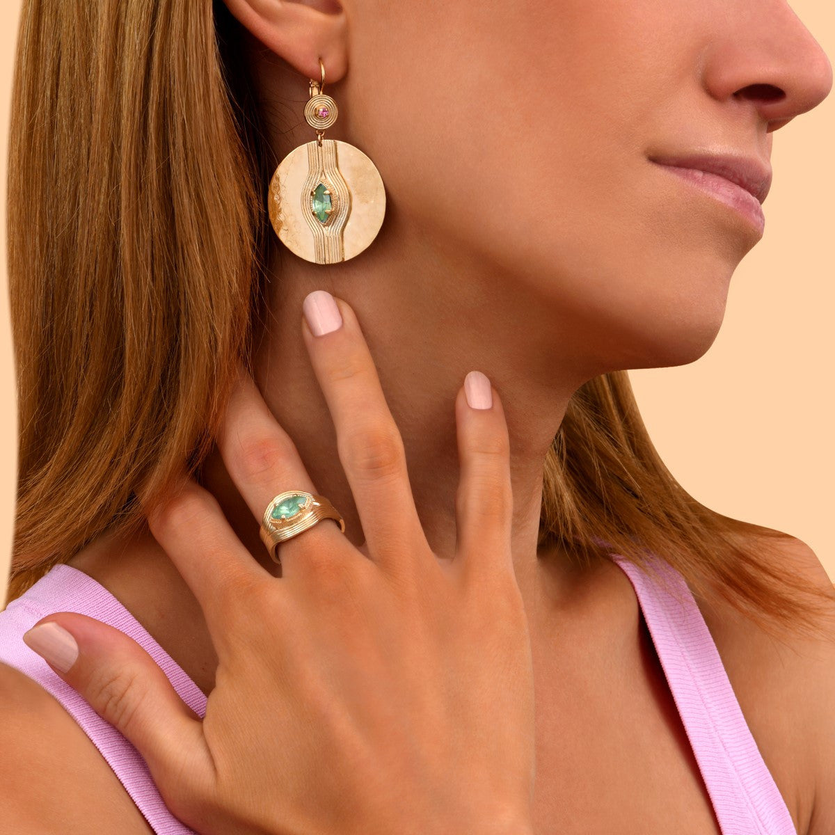 Boucles d'oreilles dormeuses tendance cristaux - turquoise Turquoise
