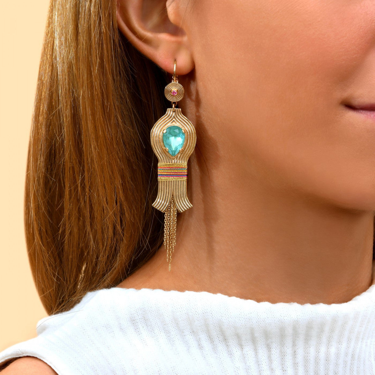 Boucles d'oreilles dormeuses chic cristaux - multicolore Multi