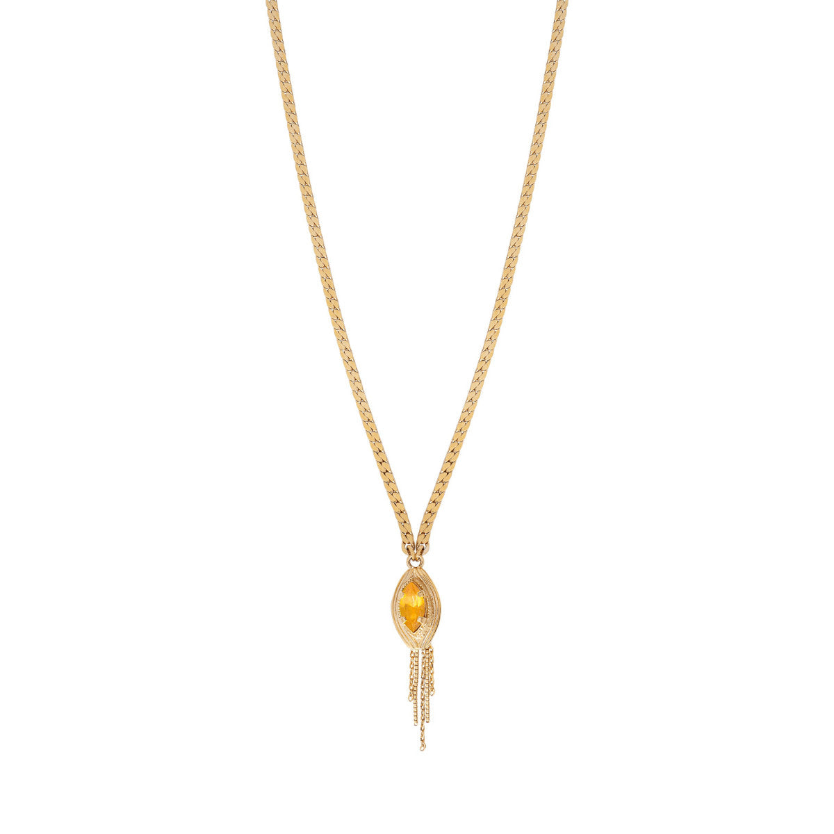 Collier pendentif réglable fantaisie cristal - jaune Jaune