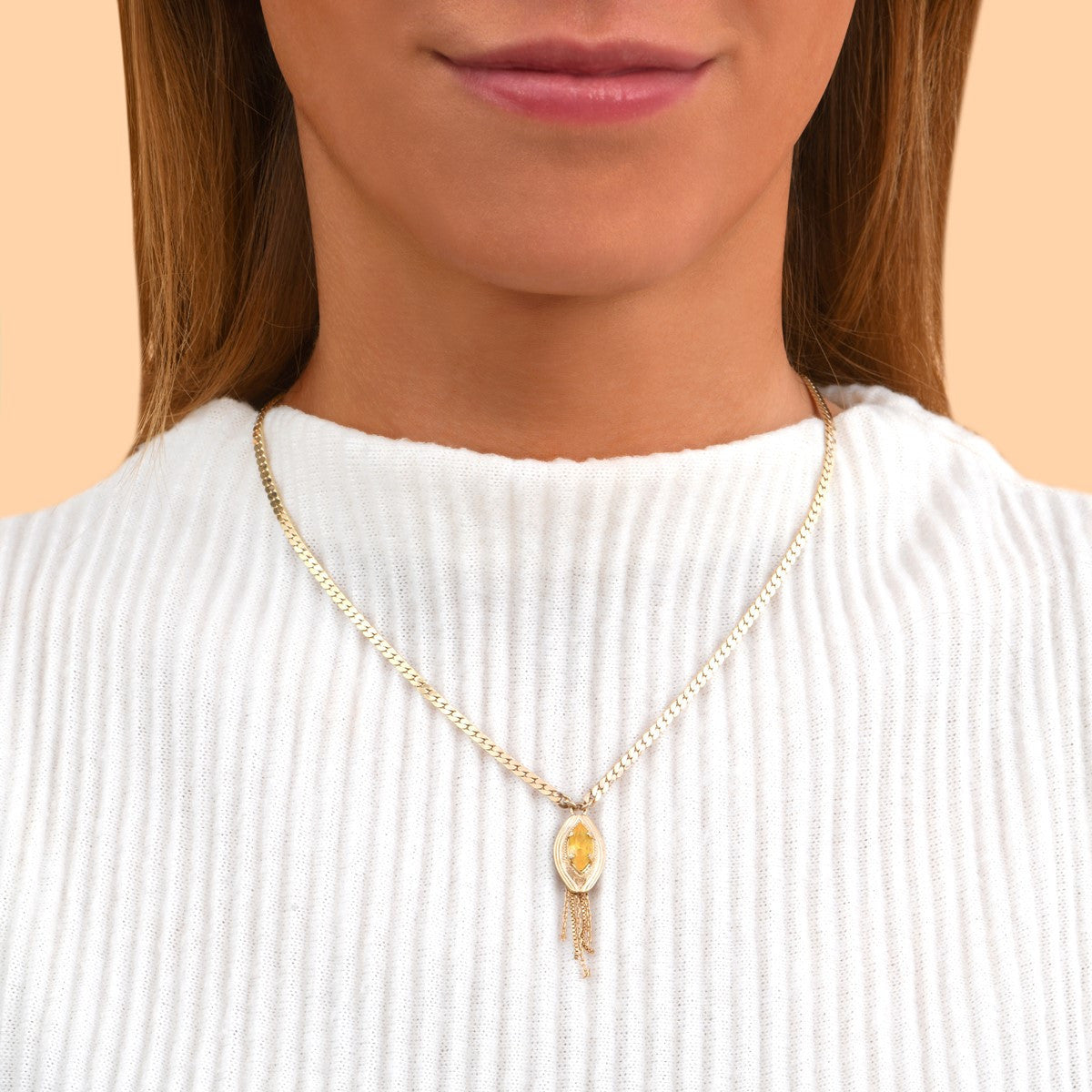 Collier pendentif réglable fantaisie cristal - jaune Jaune