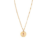 Collier pendentif réglable chic métal martelé cristal - rose Multi