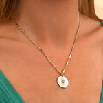 Collier pendentif réglable chic métal martelé cristal - rose Multi