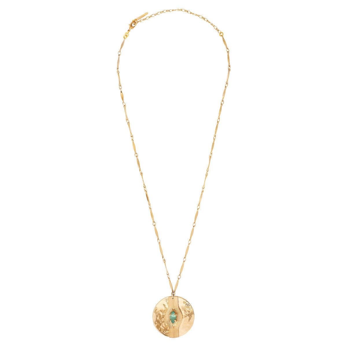 Collier mi-long cristal métal martelé - turquoise Turquoise