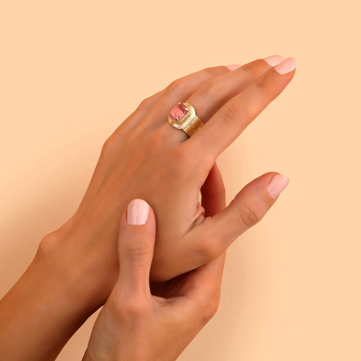 Bague ajustable romantique cristal Prestige - rose Multi