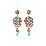 Boucles d'oreilles percées tendances cristaux prestige - multicolore Bleu rouge