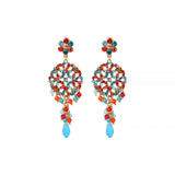 Boucles d'oreilles percées tendances cristaux prestige - multicolore Bleu rouge