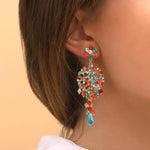 Boucles d'oreilles percées tendances cristaux prestige - multicolore Bleu rouge