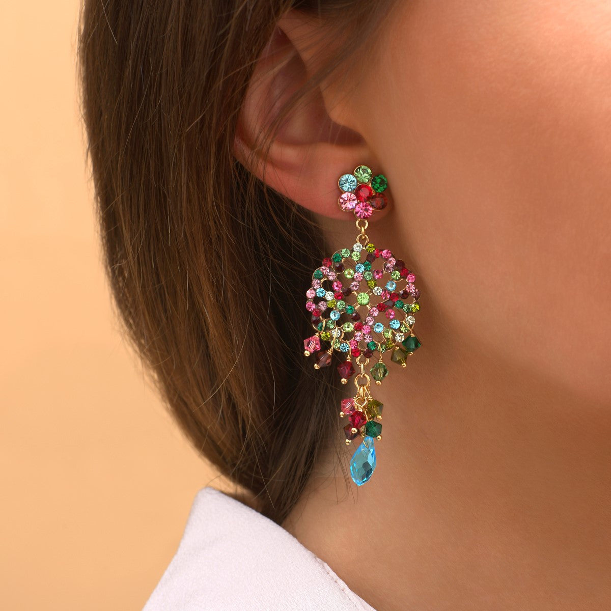 Boucles d'oreilles percées cristaux prestige - multicolore Multi