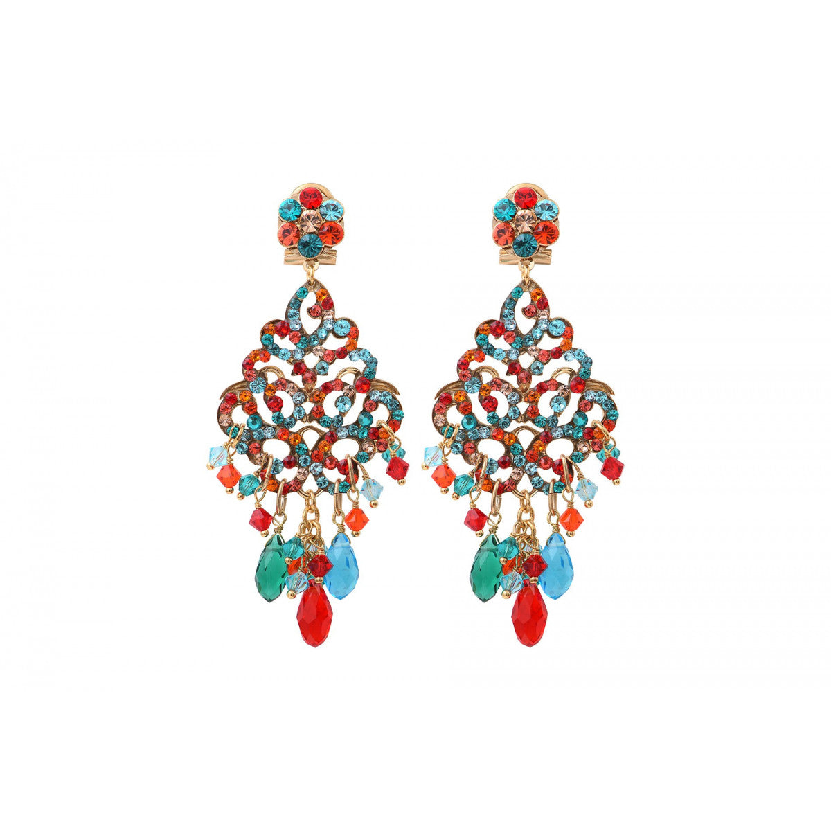 Boucles d'oreilles percées estivales cristaux prestige - rouge Bleu rouge