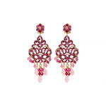 Boucles d'oreilles percées poétiques cristaux prestige - fuchsia Fuchsia