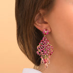 Boucles d'oreilles percées poétiques cristaux prestige - fuchsia Fuchsia