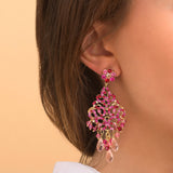 Boucles d'oreilles percées poétiques cristaux prestige - fuchsia Fuchsia