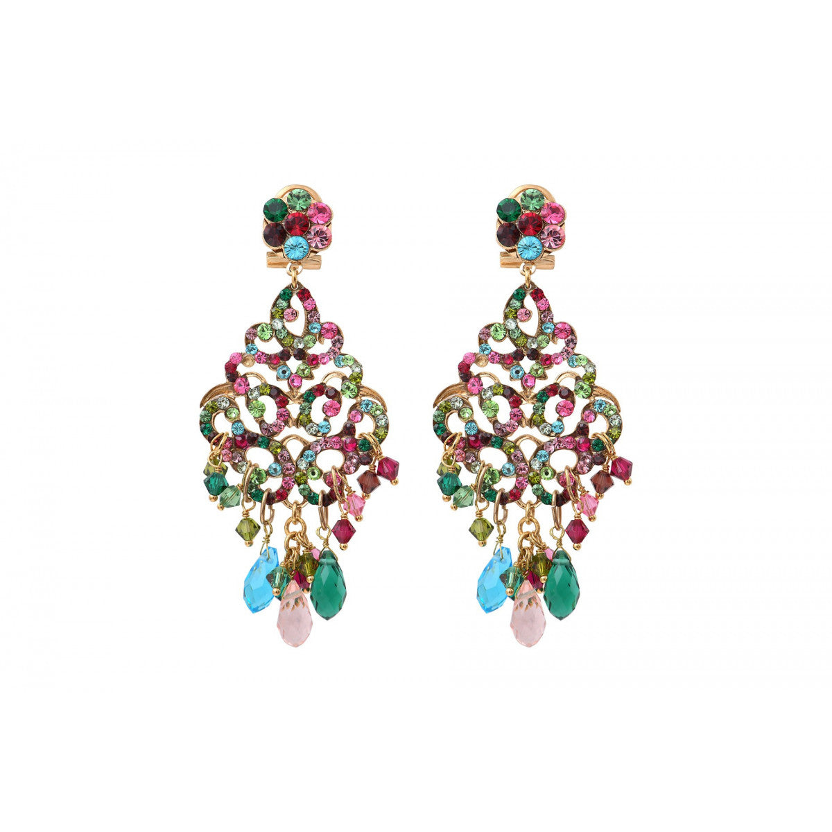 Boucles d'oreilles percées festives cristaux prestige - multicolore Multi