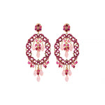 Boucles d'oreilles percées romantiques cristaux prestige - fuchsia Fuchsia