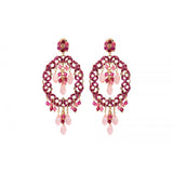 Boucles d'oreilles percées romantiques cristaux prestige - fuchsia Fuchsia