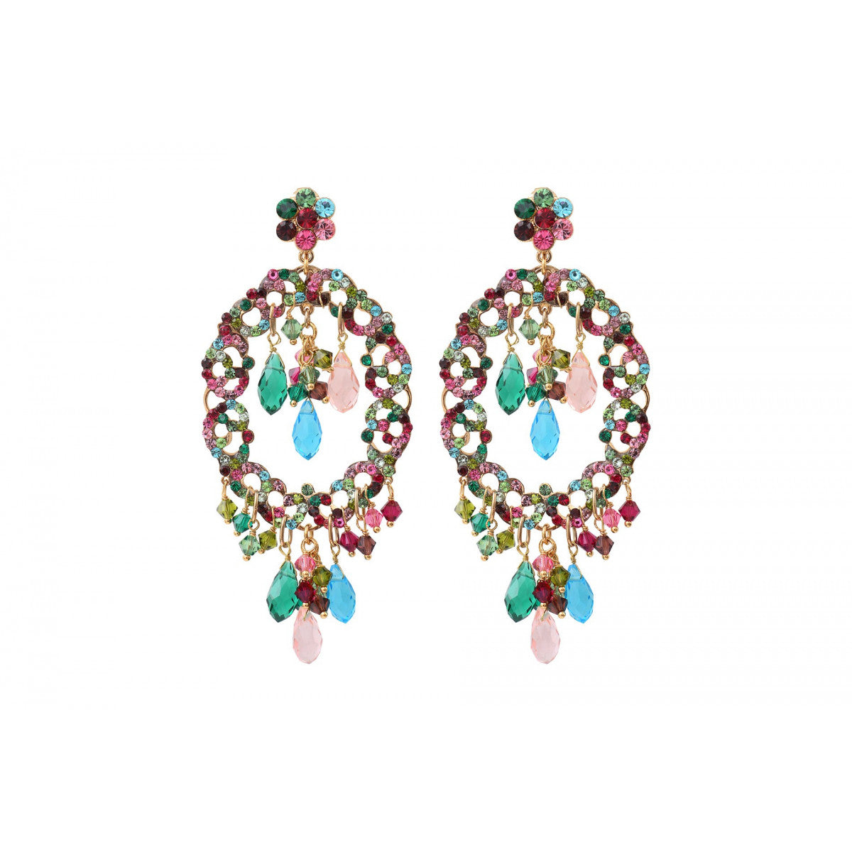 Boucles d'oreilles percées poétiques cristaux prestige - multicolore Multi