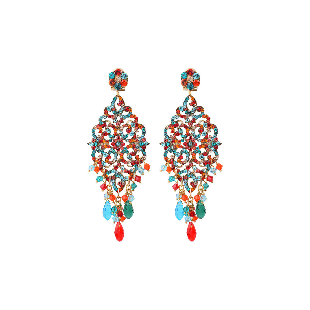 Boucles d'oreilles percées fantaisies cristal - rouge Bleu rouge