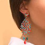 Boucles d'oreilles percées fantaisies cristal - rouge Bleu rouge