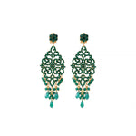 Boucles d'oreilles percées élégantes cristal - vert Emeraude