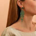 Boucles d'oreilles percées élégantes cristal - vert Emeraude