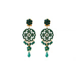Boucles d'oreilles percées baroques cristaux prestige - vert Emeraude