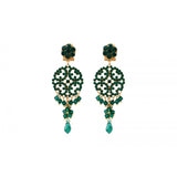 Boucles d'oreilles percées baroques cristaux prestige - vert Emeraude