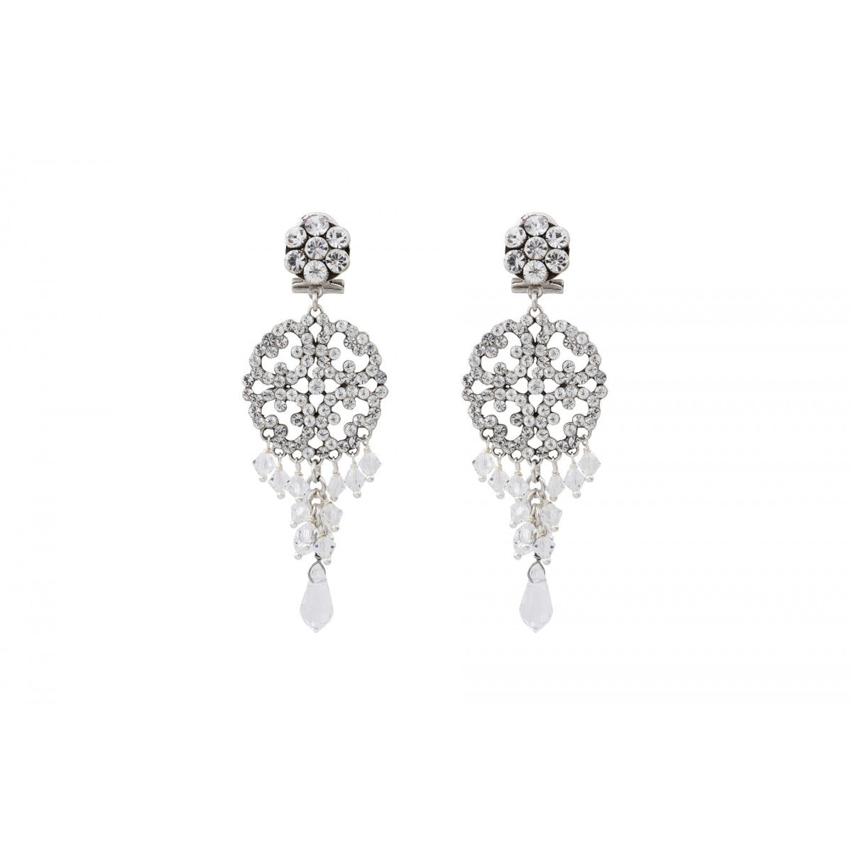 Boucles d'oreilles strass cristaux Prestige - argent Argent