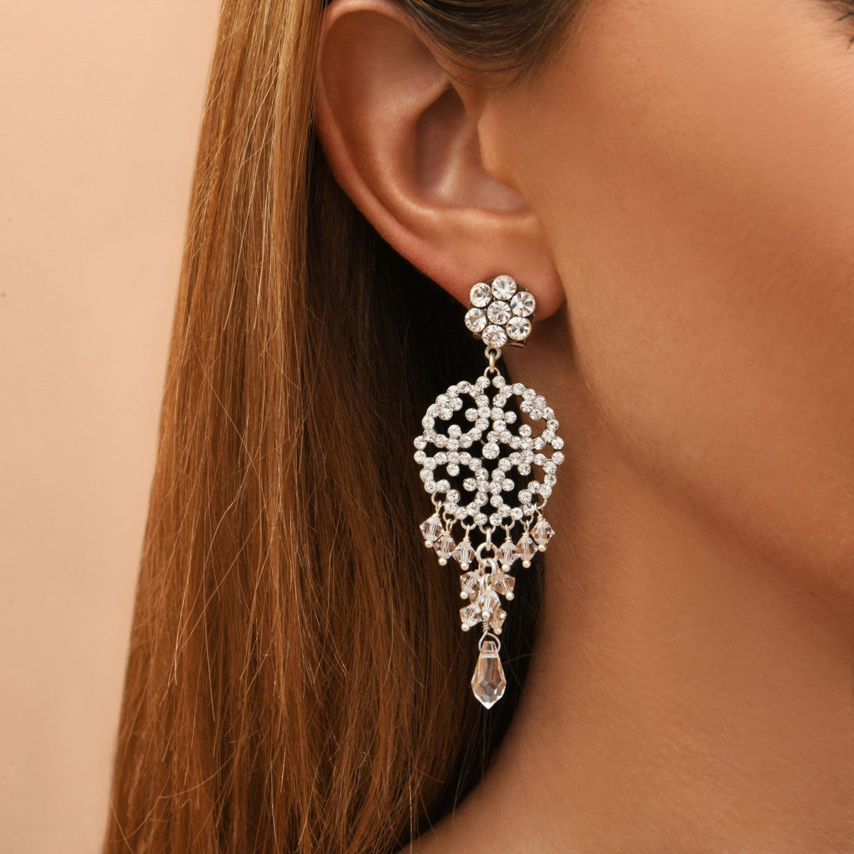 Boucles d'oreilles strass cristaux Prestige - argent Argent
