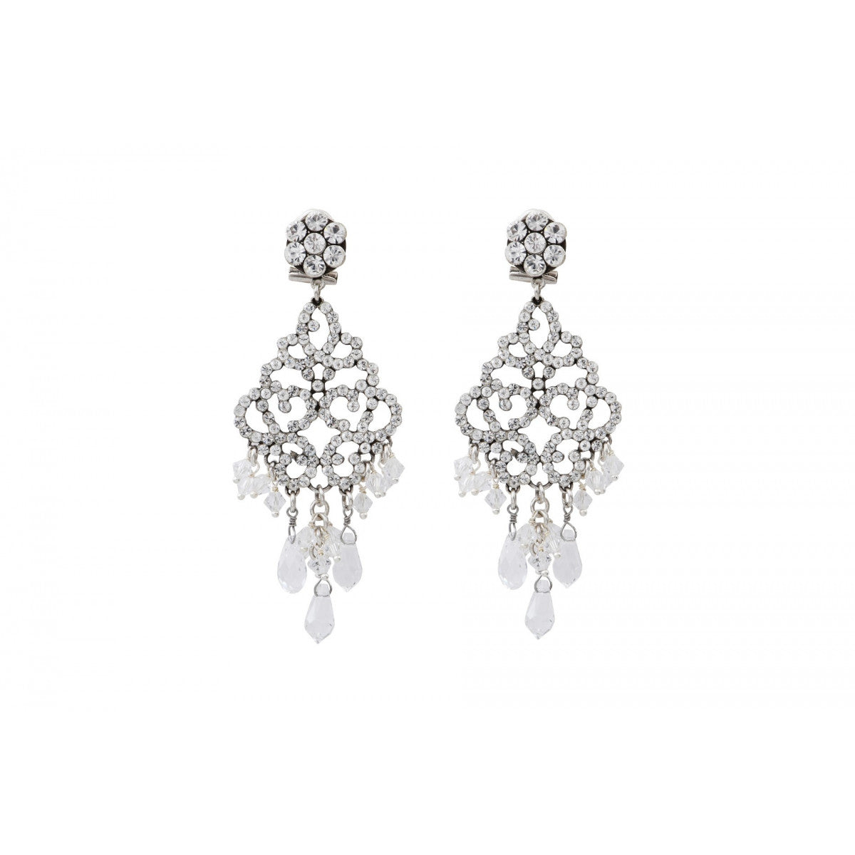 Boucles d'oreilles percées romantiques cristaux prestige - argent Argent