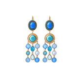 Boucles d'oreilles pendantes cristaux cabochons - turquoise Turquoise