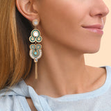 Boucles d'oreilles percées pendantes - bleu Nacre bleu