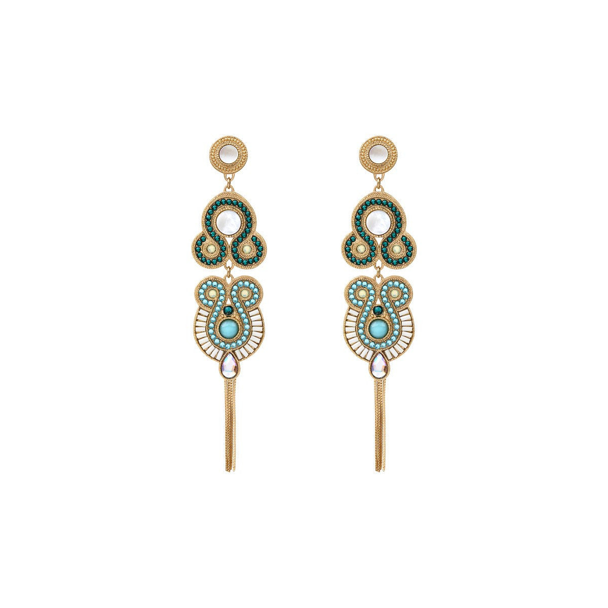 Boucles d'oreilles percées pendantes - bleu Nacre bleu