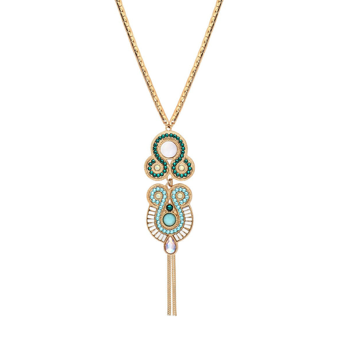 Collier pendentif réglable cristaux Prestige nacre - bleu Nacre bleu