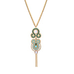 Collier pendentif réglable cristaux Prestige nacre - bleu Nacre bleu