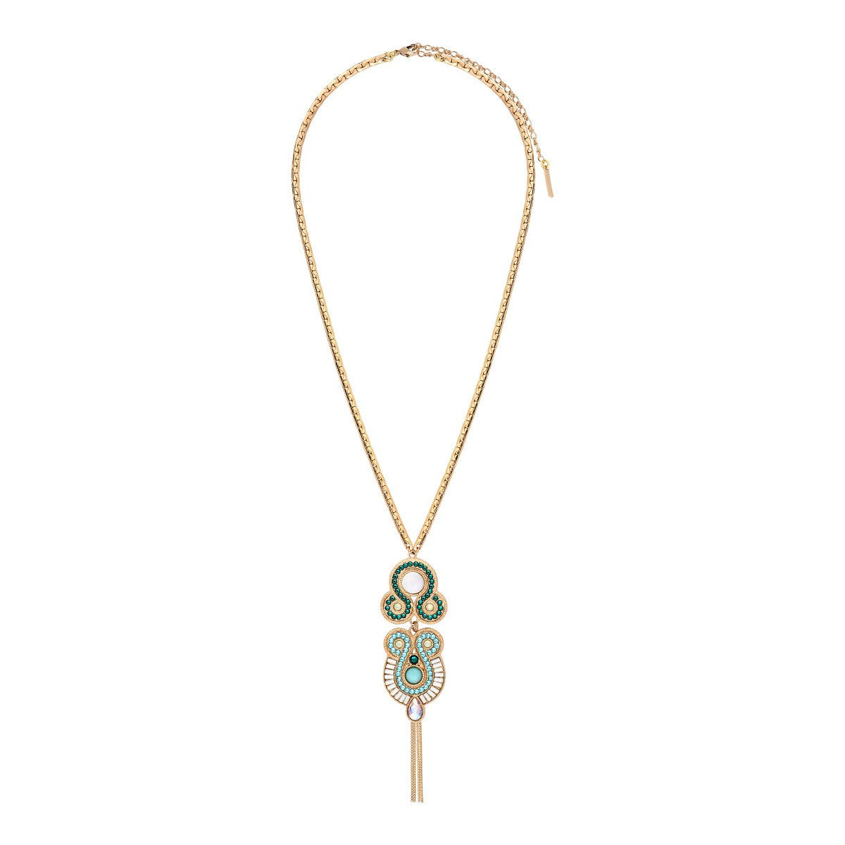 Collier pendentif réglable cristaux Prestige nacre - bleu Nacre bleu