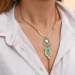 Collier pendentif réglable cristaux Prestige nacre - bleu Nacre bleu
