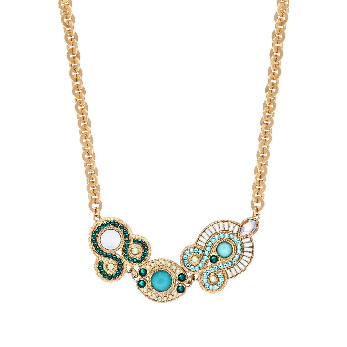 Collier chaîne court cristaux Prestige - bleu Nacre bleu