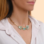 Collier chaîne court cristaux Prestige - bleu Nacre bleu