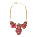 Collier plastron cristaux Prestige perles du Japon - fuchsia Fuschia