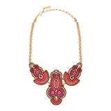 Collier plastron cristaux Prestige perles du Japon - fuchsia Fuschia