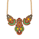 Collier plastron cristaux Prestige perles du Japon - vert Vert orange