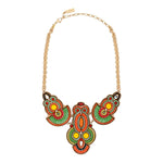 Collier plastron cristaux Prestige perles du Japon - vert Vert orange