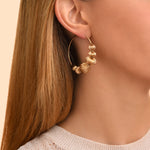 Boucles d'oreilles créoles perles godron Ø 4,5 cm - doré Or