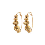 Boucles d'oreilles créoles perles godron Ø 4,5 cm - doré Or