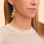 Boucles d'oreilles créoles perles godron Ø 6,5 cm - doré Or